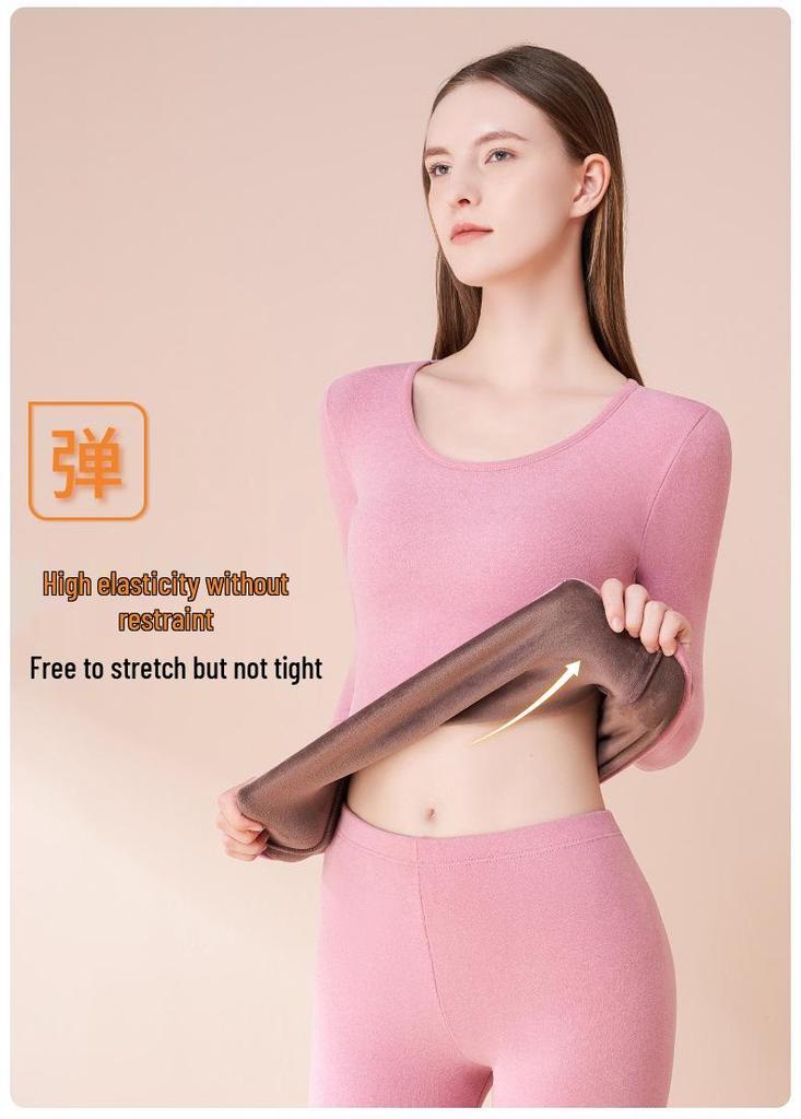 Damen Thermounterhemd mit Fleece-Futter für extreme Kälte, Deutscher Samt, Verdickte Basisschicht für den Winter.