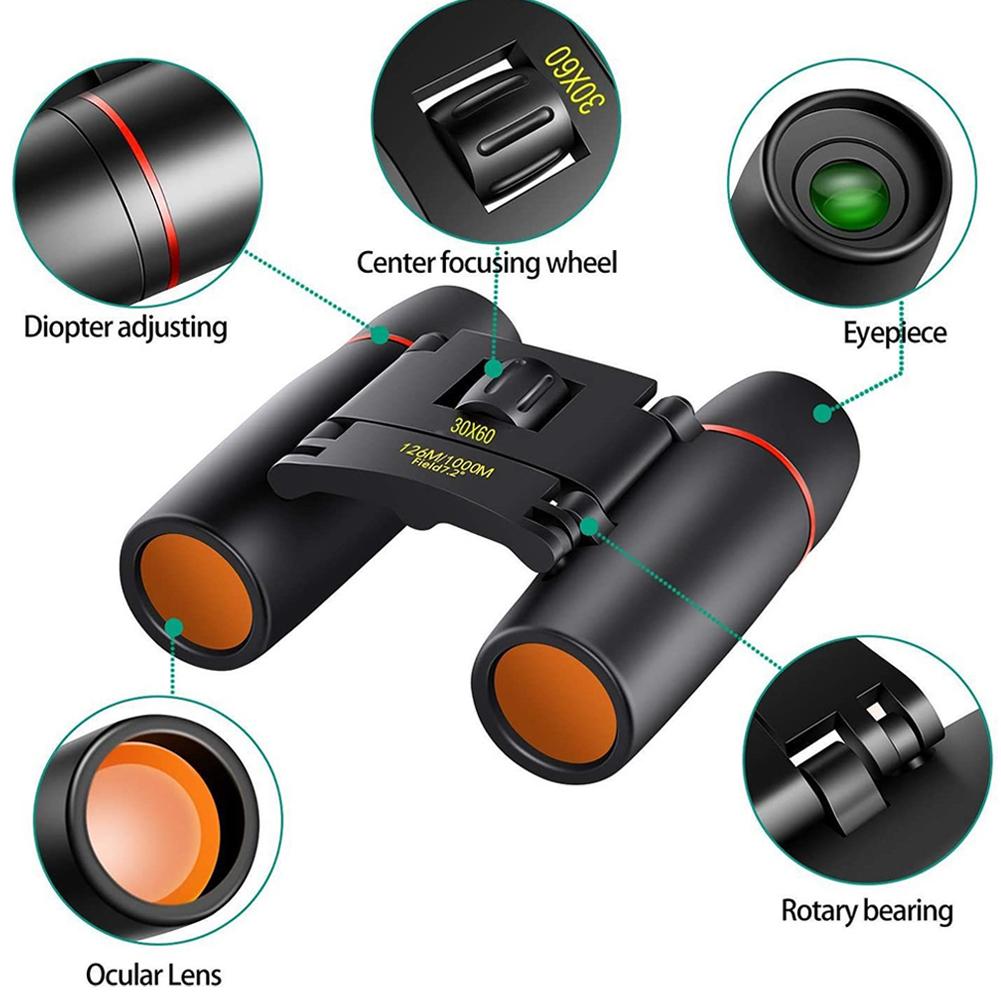1PCS Professional 30x60 Telescope Mini Compact Folding Binoculars HD Outdoor Portable Bird Watching Camping Foldable Travel Gift