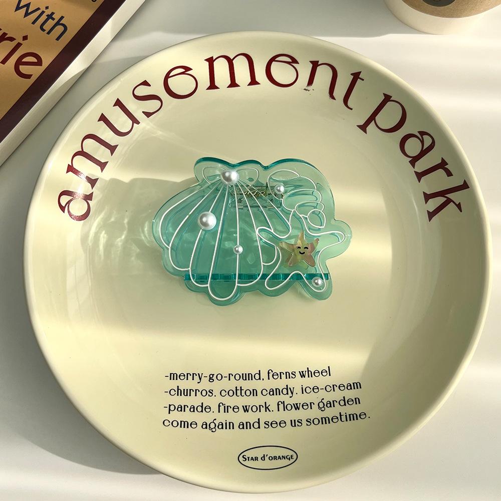 1pc Ocean Series Shell Starfish Acetate Hair Clip Conch Pearl Shark Clip Advanced Fashion Hairpin Tail Hair Accessories