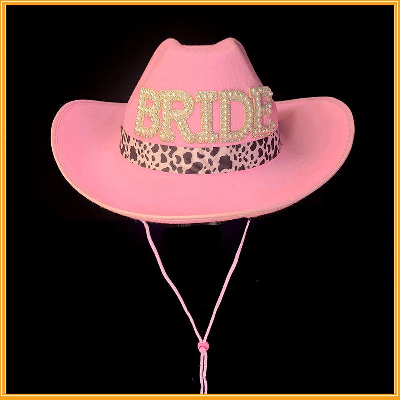 E-commerce Bride Single Party Cowboy Pattern Female White Hat