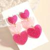 1pair Pink Heart-Shaped Earrings, Women'S Color Blocked Multi-Layer Earring Pendant, Valentine'S Day Acrylic Simple Heart-Shaped Earrings