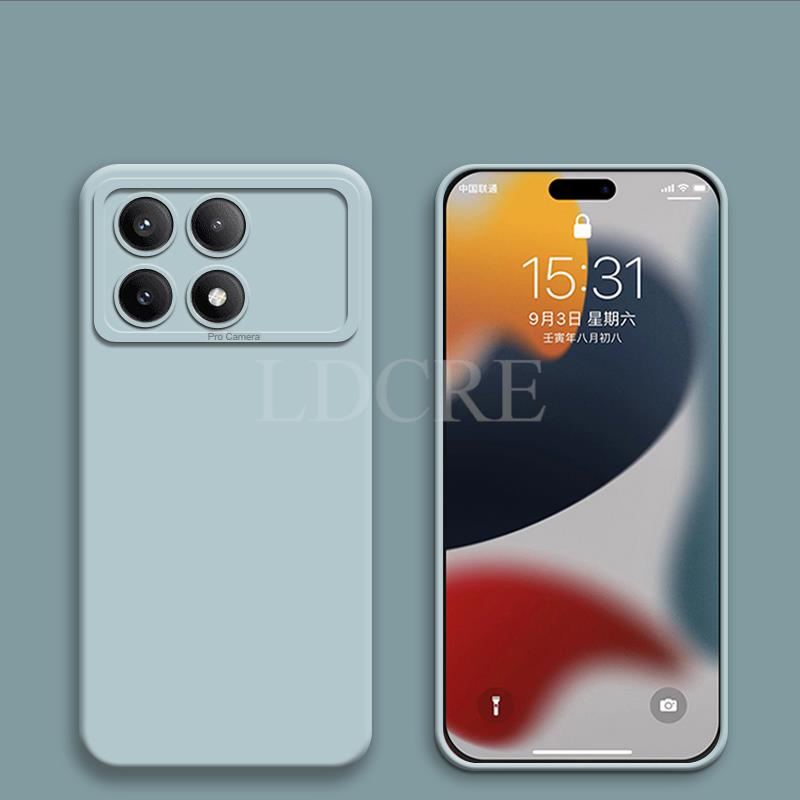 

Для Xiaomi POCO X6 Pro Чехол Популярный Жидкий Силиконовый Новый Защитный Чехол Для Камеры POCO X6 Pro Чехол TPU Чехол Для Телефона POCO X6 Pro Чехол POCO X6 светло-синий