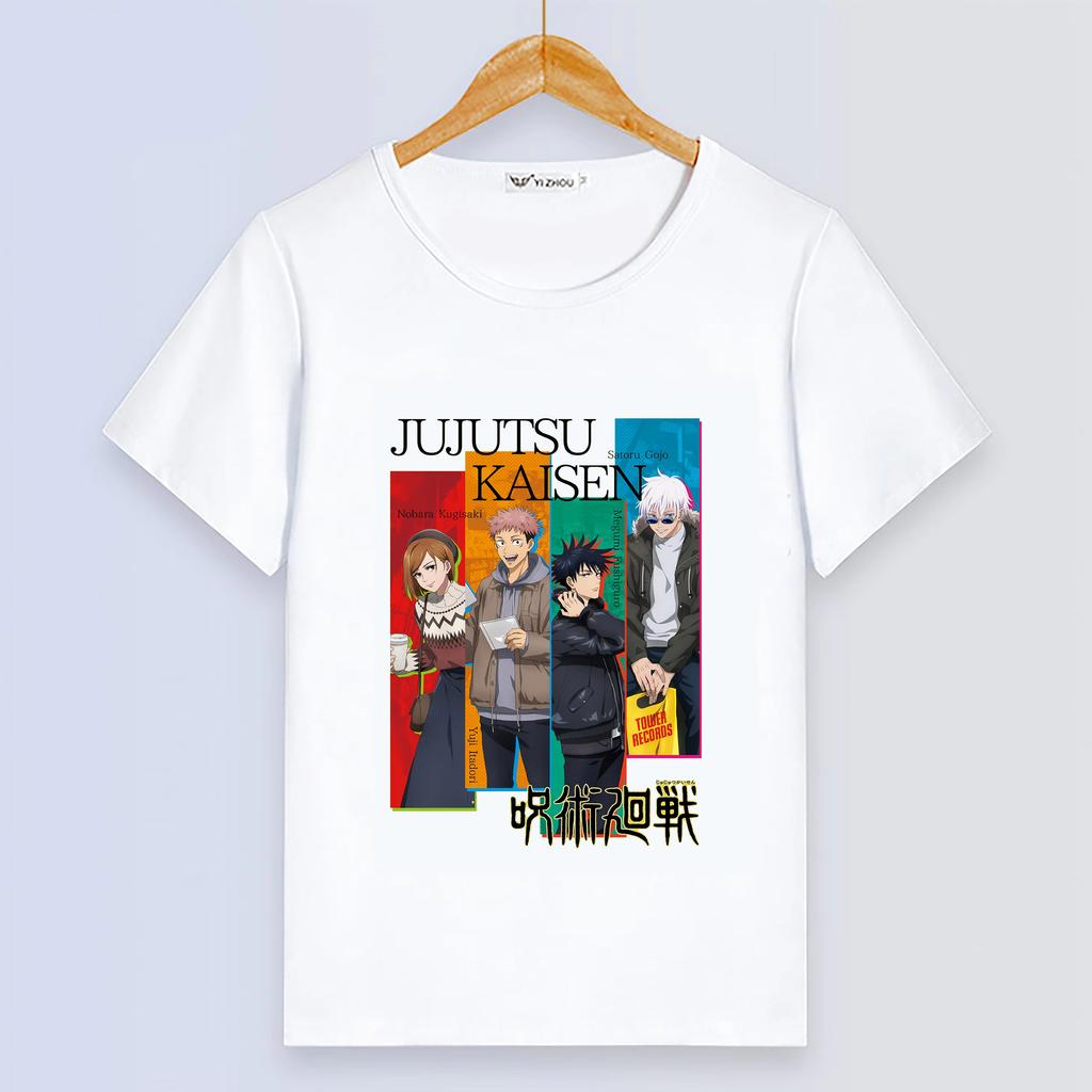 Anime Jujutsu Kaisen Cute White Summer Short Sleeve For Women Soft Plus Size Street Style Elastic Top T-Shirt