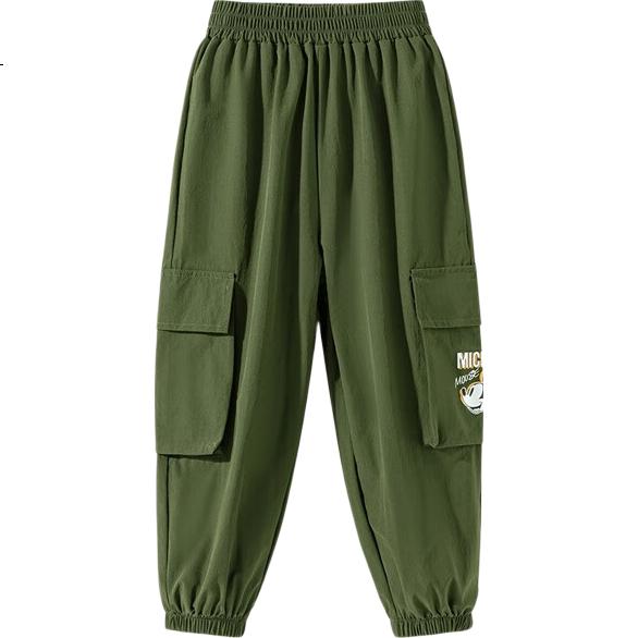 Disney Spring And Autumn New Children's Clothing, Big Boys Fashion Casual Soft Cargo Pants, Army Green, Size 140