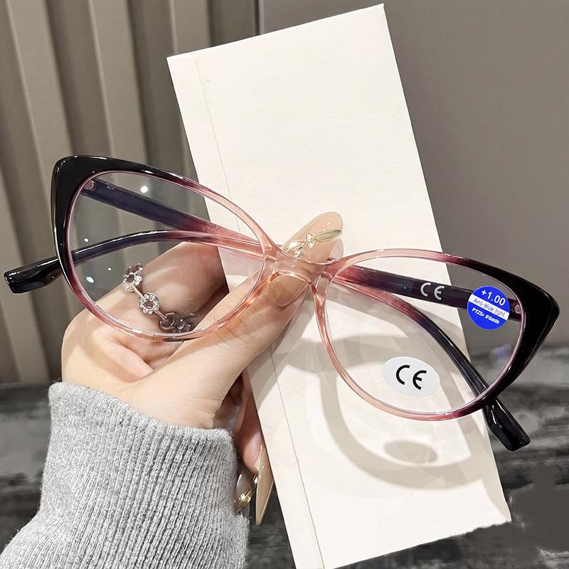 

2109 Cat Eye Anti-Blue Glasses Women S Fashion Cat Frame Ultra-Light Middle-Aged And Elderly Reading Glasses 0 degree - anti-blue light glasses