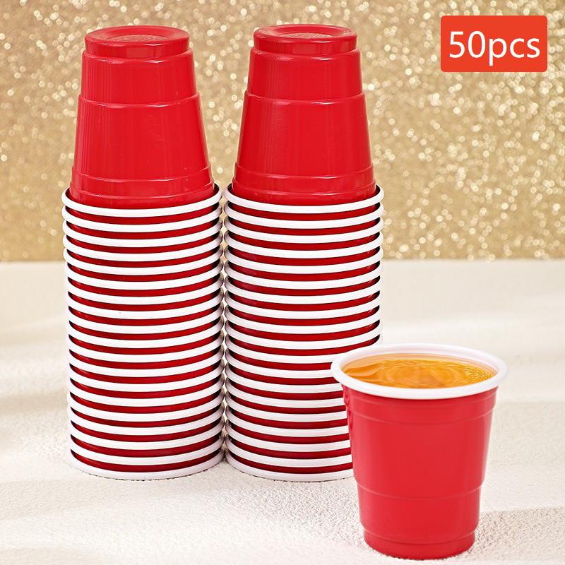 50Pcs Party Disposable Plastic Cups Birthday Wedding Festival Beer Drink Soda Cups Party Game Cups