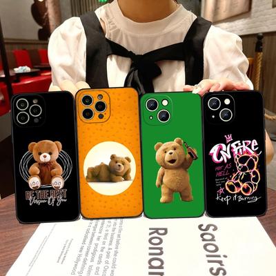 Cartoon Teddy Bear Phone Case For Iphone 15 Pro Max 14 Pro 16 Plus 12 13 11 Xr X Xs 8 7 Plus Silicone Back Cover