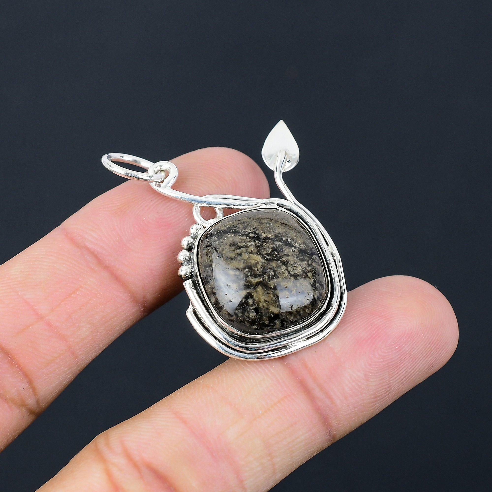 Natural Honey Dendrite Opal Sterling Silver Handmade Ethnic Wife Pendant Jewelry