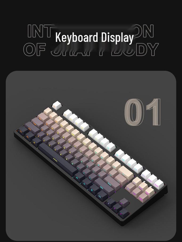 Three-Mode Wireless/Wired Bluetooth Mechanical Keyboard - 87-Key Gradient Side-Engraved Gaming & Office Edition