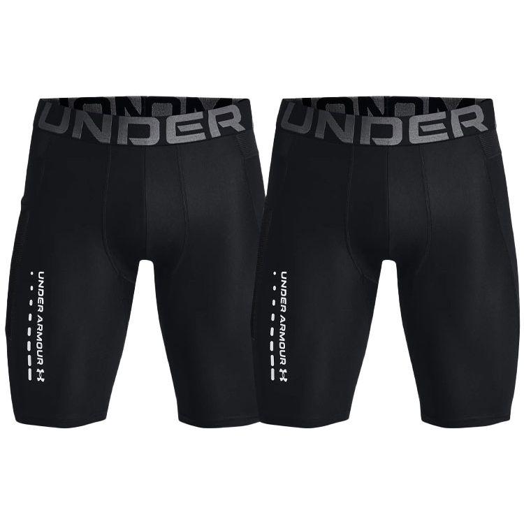 Under Armour Solid Color Letter Breathable Training Compression Shorts Men Shorts Black 1370662-001