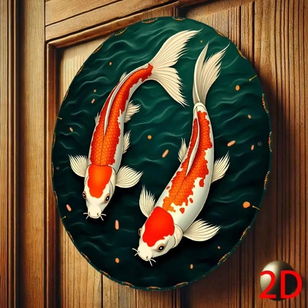 Vintage Metal Wall Art Asian Style Round Home Decor Living Room Bedroom Office