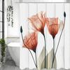 Orange Flower Shower Curtain with Watercolor Tulip Design for Bathroom, Waterproof Polyester Fabric Shower Curtain with Hooks, W