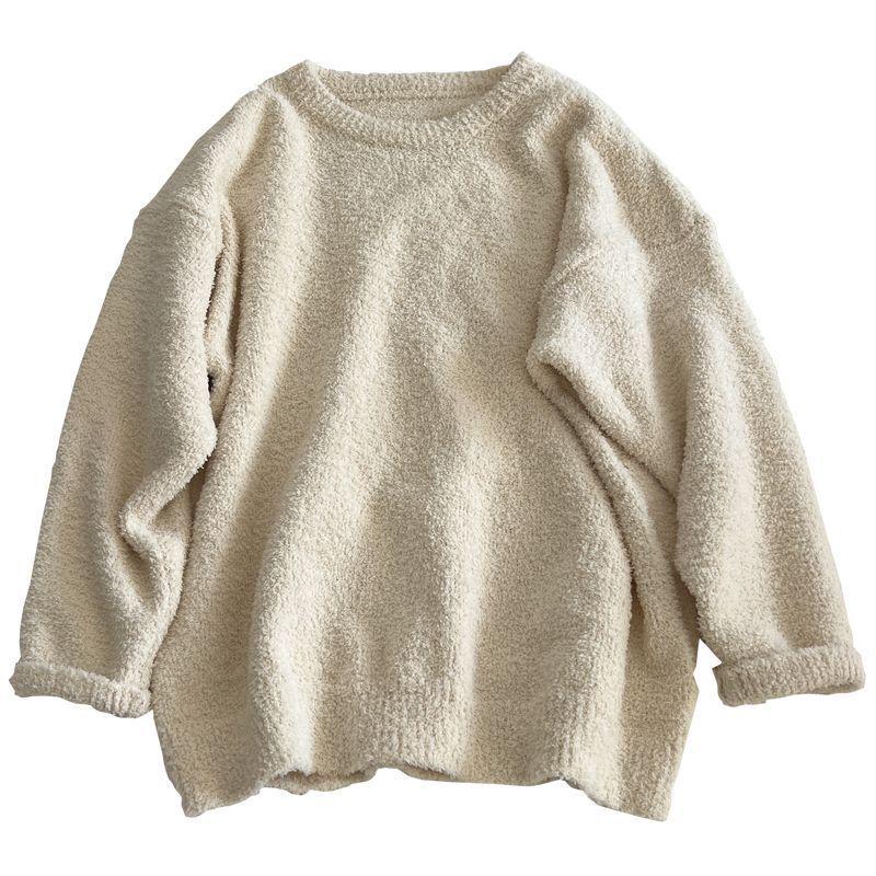 2025 Winter Women’s Chic Korean-Style Round Neck Knitted Pullover Sweater