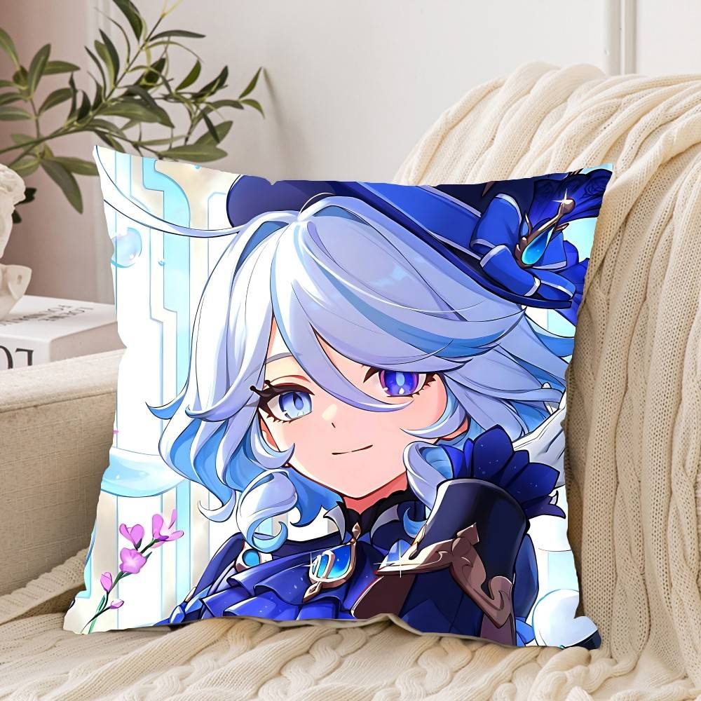 Cute F-Furina G-Genshin Impact Pillow Case Cushion Cover Soft Cute Throw Pillow Case For Car Sofa Pillowcase Polyester