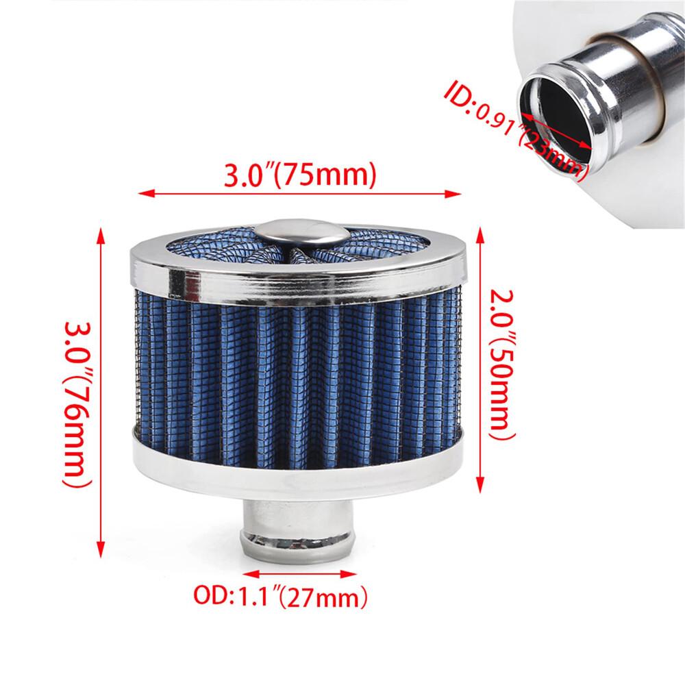 2pcs Blue Universal 23mm Car Push In High Flow Vent Valve Cover Breather Filter