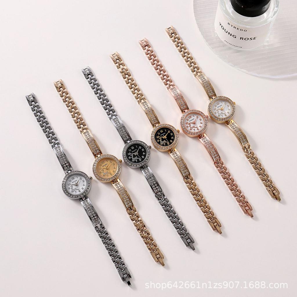 Women Crystal Rhinestone Ladies Dress Wristwatches Bracelet Quartz Watch Clock
