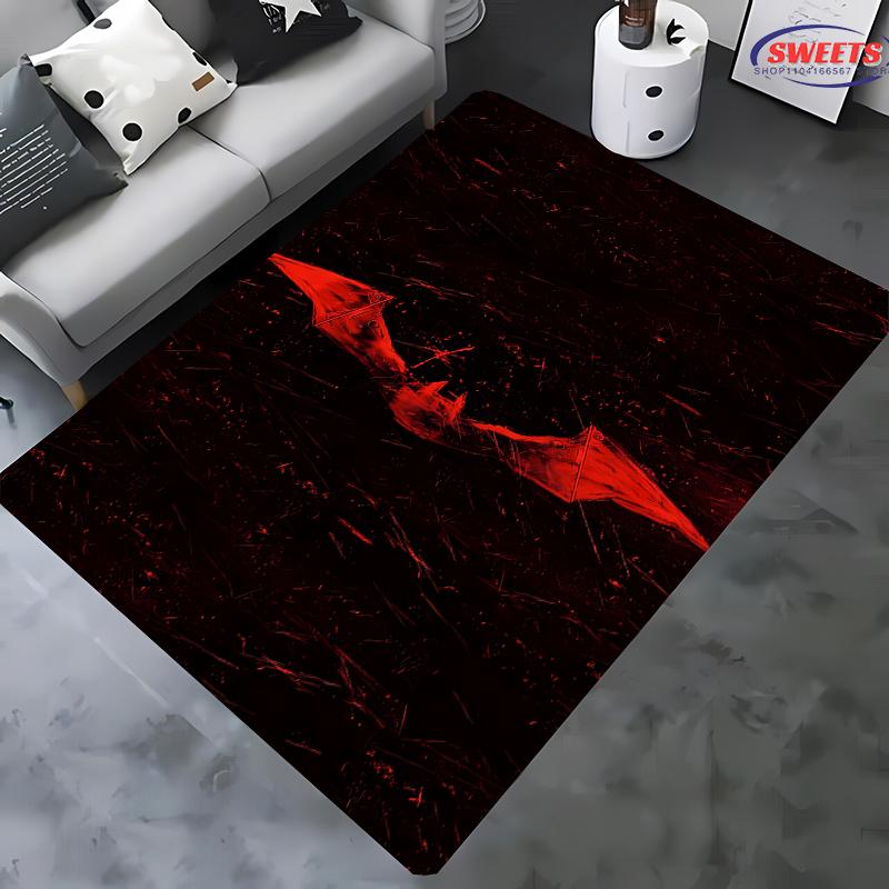 Koberec s motivem loga Batmana č. 2, podložka do obývacího pokoje, ložnice, k posteli, pohodlný protiskluzový odolný koberec, moderní jednoduchý styl, pratelný koberec