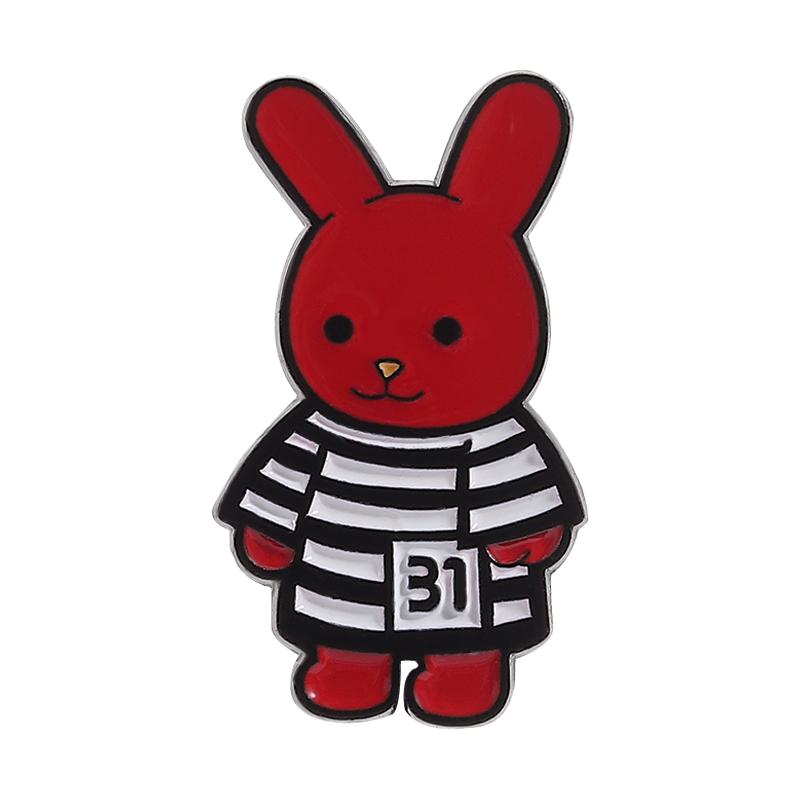 Humor Comedy Anime Movies Character Enamel Pins Cartoon Red Eared Rabbit Brooch Backpack Lapel Badge Jewelry Gifts for Friend
