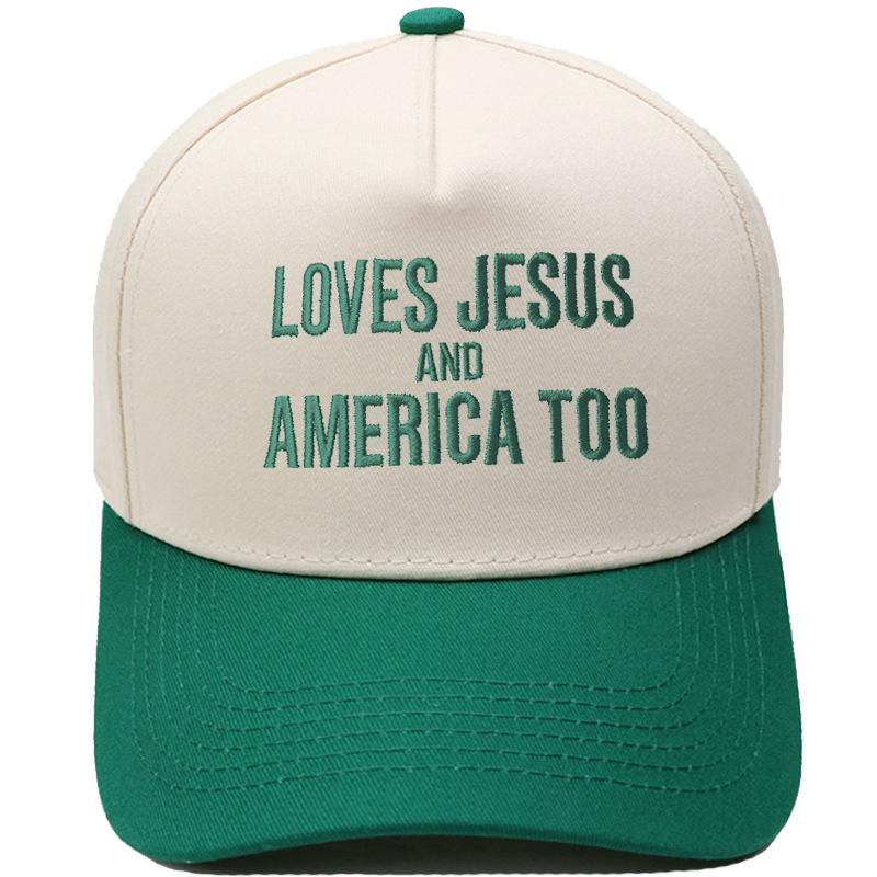LOVES AMERICA embroidered truck driver baseball cap color matching European and American men's and women's casual sun hat