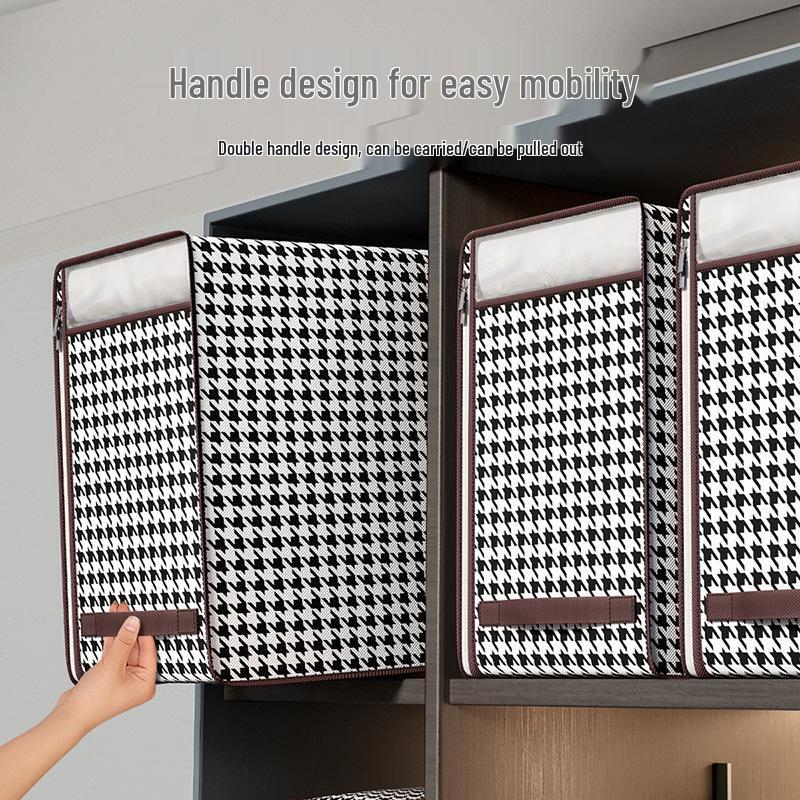 Large Transparent Foldable Fabric Wardrobe Organizer Box - Extra Capacity Quilt and Clothes Storage Basket