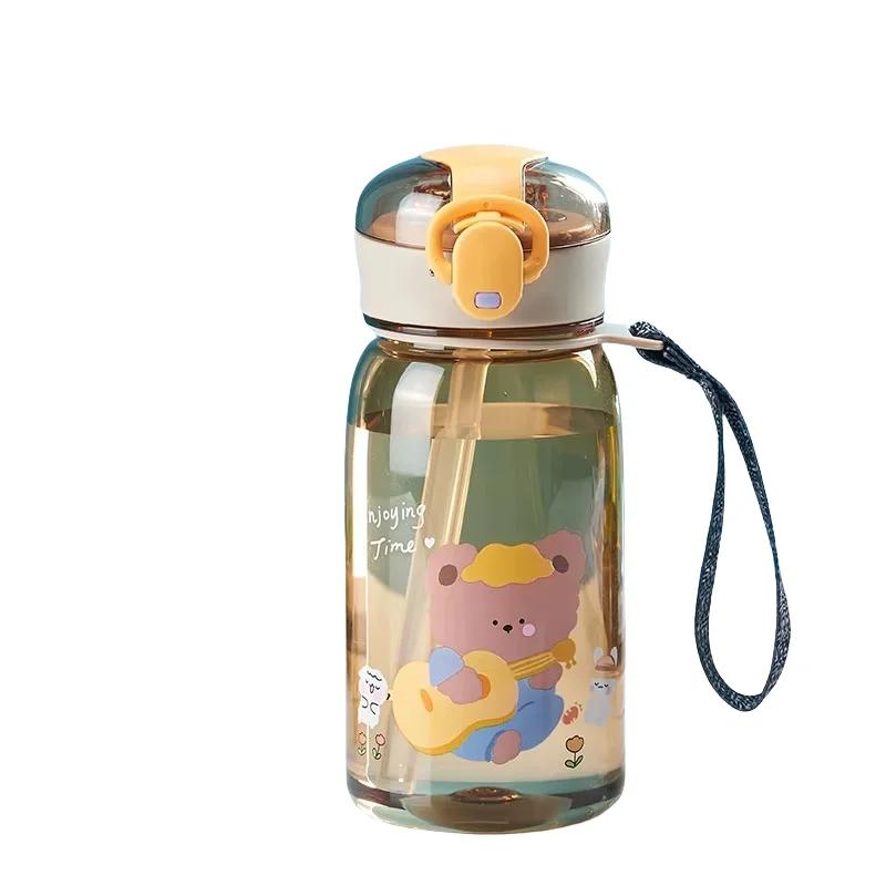 400ml Kids Water Sippy Cup With Straw Cartoon Water Bottles Outdoor Portable Drink Bottle Children's Lovely Cup Leakproof Water Adult Bounce Cup