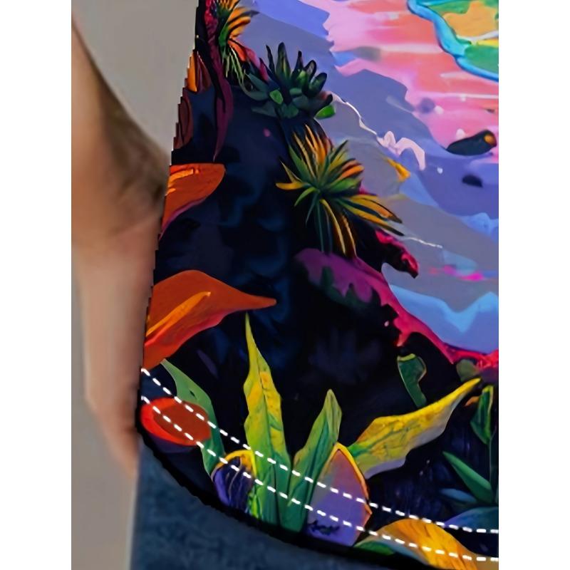 T-shirt da Donna Tropicale al Neon - Grafica Tramonto Cosmico sulla Spiaggia, Design con Stampa Psichedelica Vibrante per l'Uso Quotidiano Casual