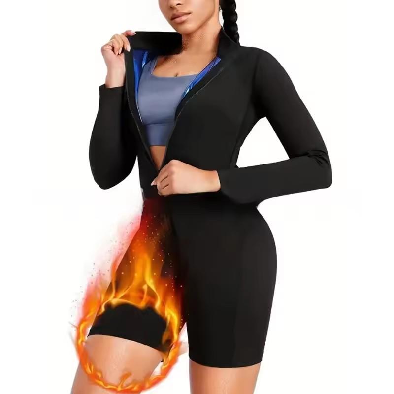 Women Sauna Suit Set Fat Burning Slimming Bodysuit Weight Loss Body Shaper Gym Workout Shaping Sportswear