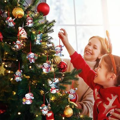 Christmas Snowman Ornaments Cartoon Snowman Hanging Decoration Xmas Tree Wooden Crafts for Tree Car Holiday Home Decor