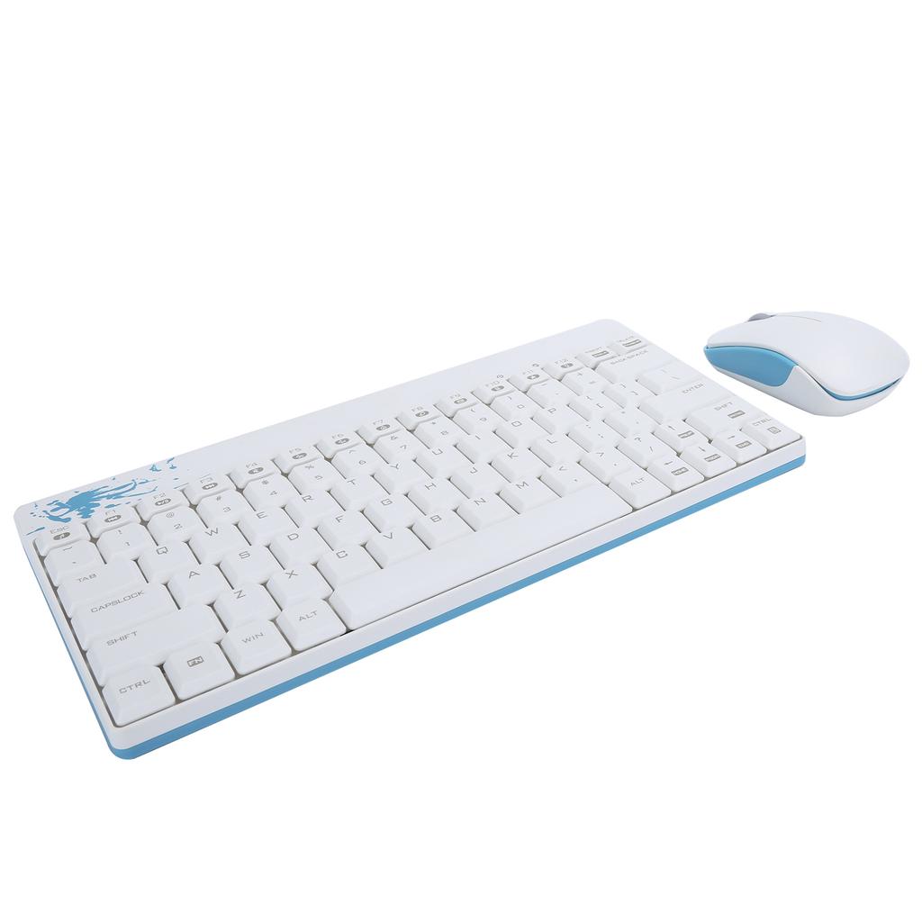 Keyboard Mouse Set Wireless Protable Combo Mini Ultra Thin Silent 2.4Ghz for Laptop PC X210White