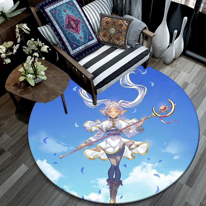 Frieren3 Round Area Rug,Carpet Rug for Living Room Bedroom Sofa Playroom Decor,Non-slip Floor Mat