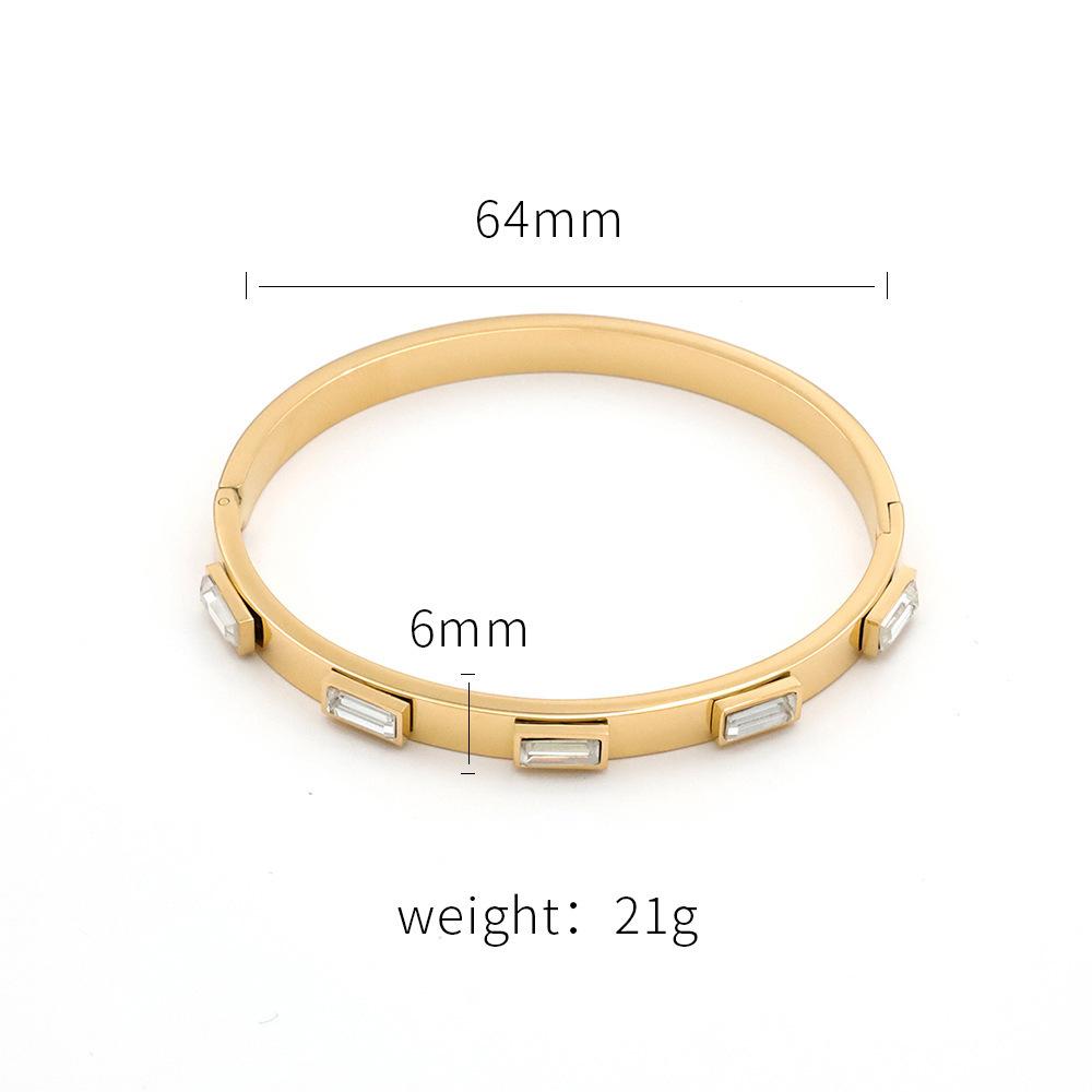 French Retro High-End Sense Fashion Versatile Titanium Steel Jewelry Women'S Opening Zircon Bracelet Does Not Fade