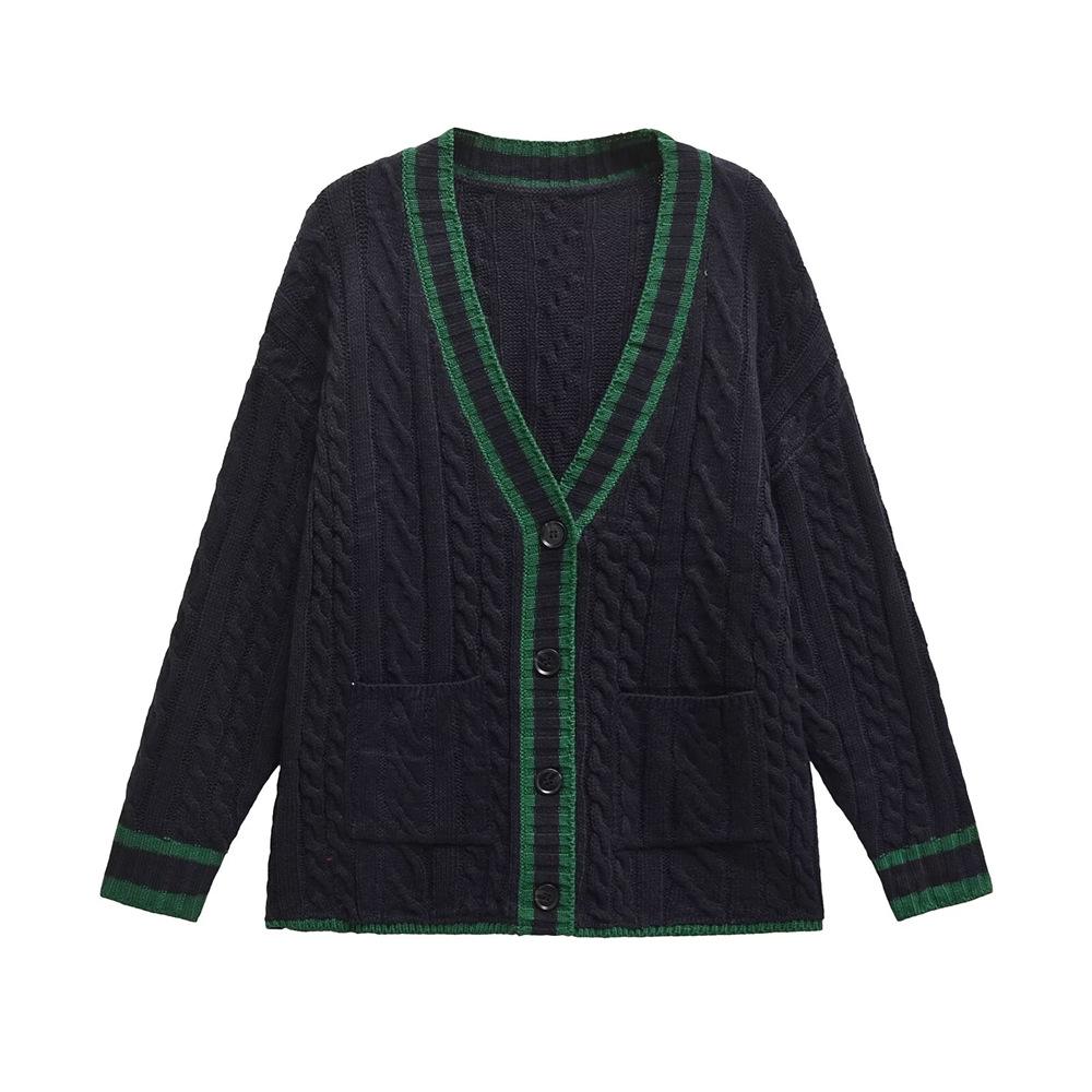 

Женский кардиган крупной вязки в стиле аргайл с цветовыми блоками Saturn - Осень/Зима 2024 Small темно-зеленого