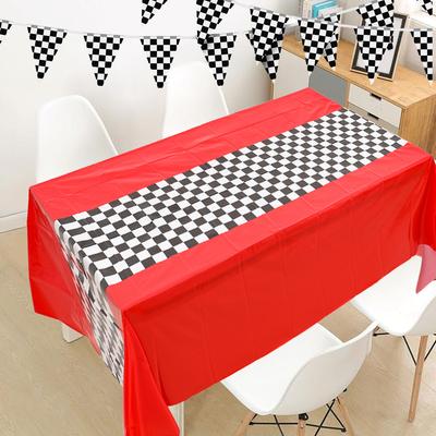 Race Car Checkered Tablecloth Car Sports Party Decoration Checkered Flag Racetrack Tablecover Kids Boys Birthday Party Supplies