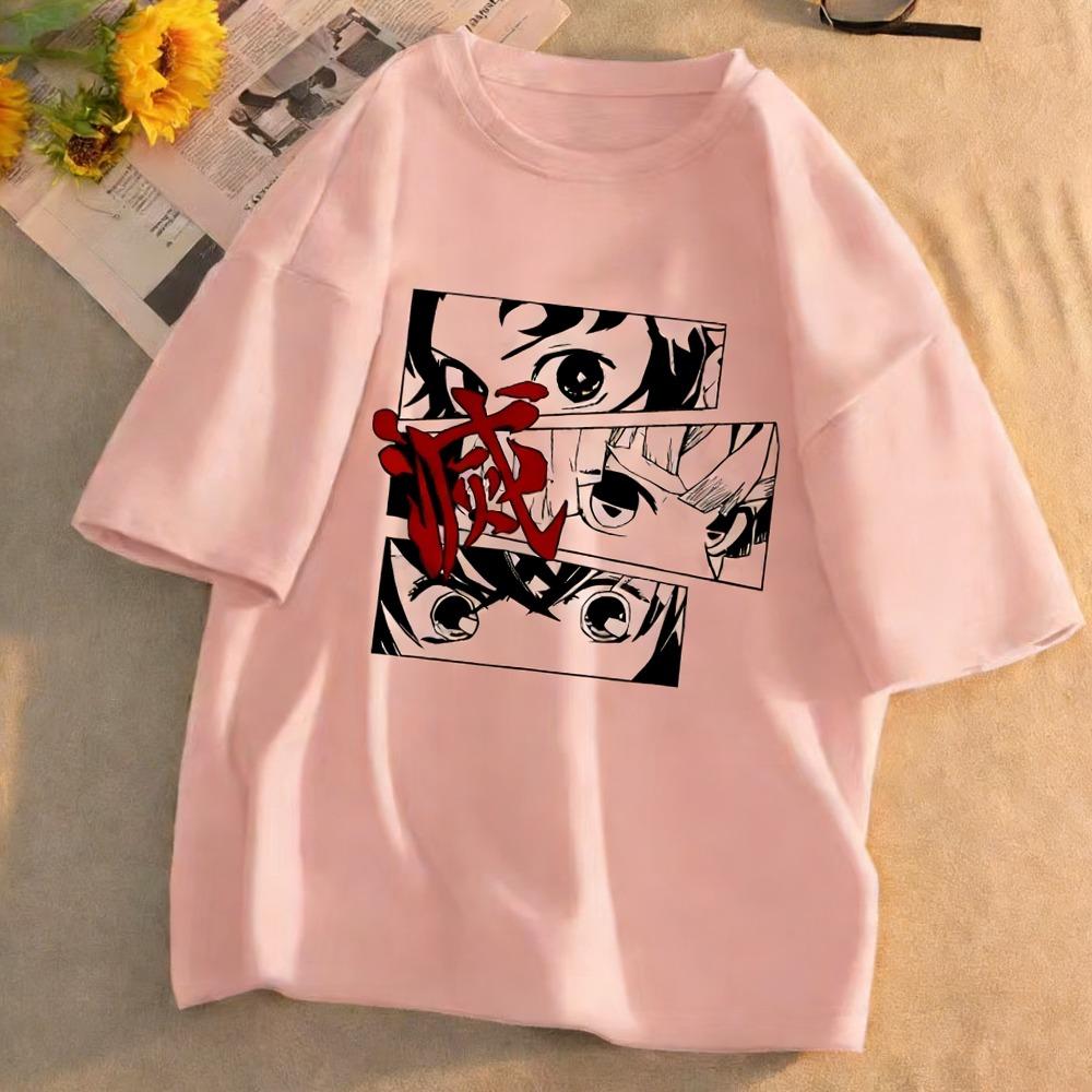 Plus Size Demon Slayer Anime Printed Men and Women Tshirt Casual Parent Child Top Fashion Cotton Harajuku Street Y2K Summer