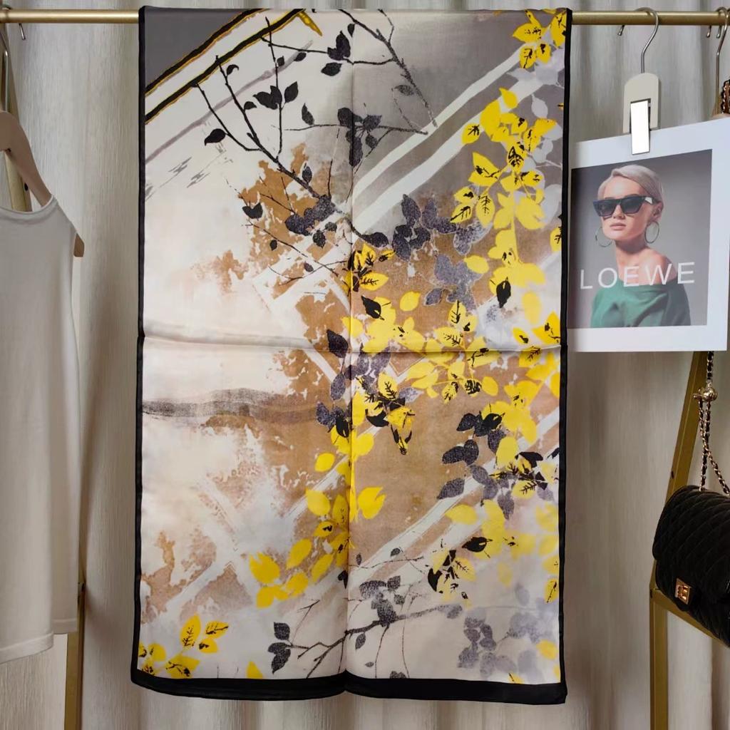 New Women Silk Scarf Long Pashmina Traditional Chinese Style 100% Mulberry Silk Scarf Business Gift Silk Scarves Gift for Mom