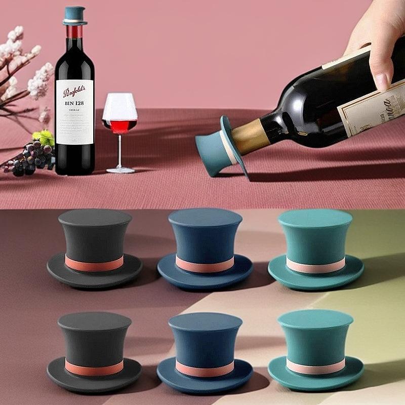 1/3Pcs Magic Hat Silicone Wine Stopper Reusable Dustproof Bottle Seal Corkscrew For Freshness Home Bar Christmas Party Use