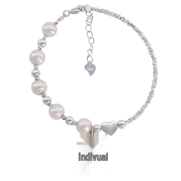 Minimalist Luxury: S925 Sterling Silver Pearl Bow & Heart Bracelet for Women