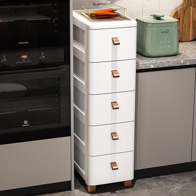 Gap Narrow Edge Multi-Layer Movable Storage Cabinet with Drawer for Kitchen, Available in 18/25/30cm Sizes