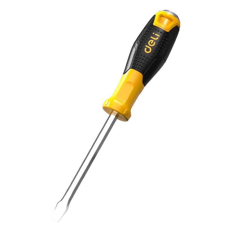 Deli Through-Tang Slotted Screwdriver with Rubber Handle