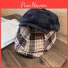 Classic Plaid Blend Womens Newsboy Cap With Warm Breathable Fabric For Fall Winter Style