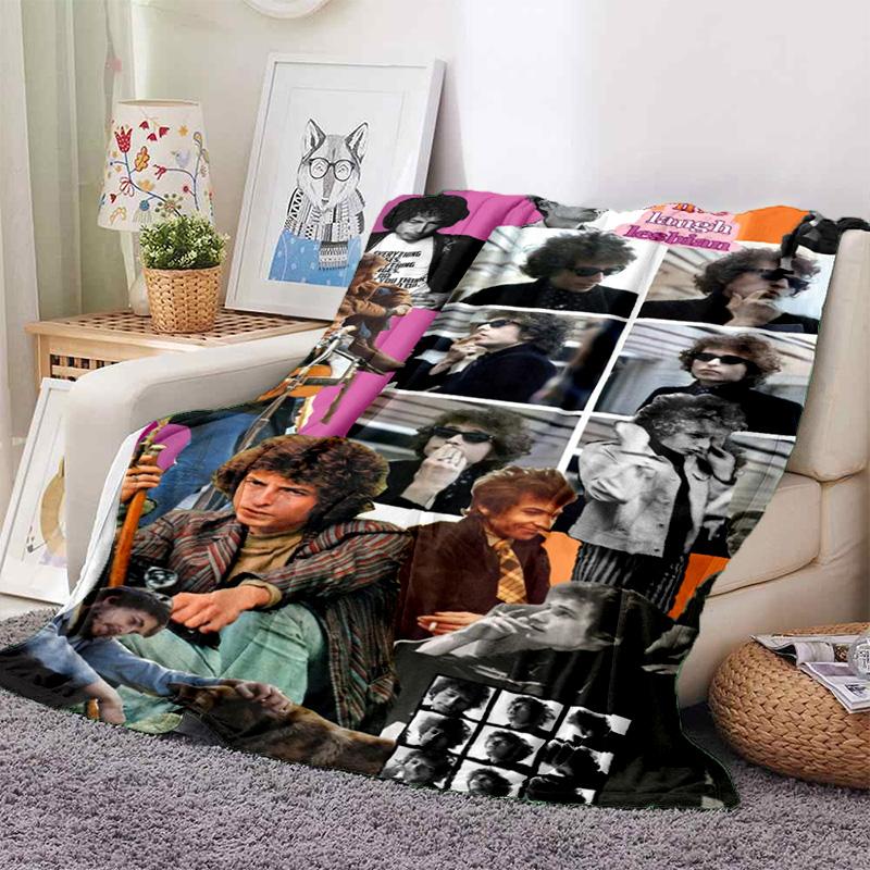 Retro Cool B-Bob Dylan Merchandise Blanket Fleece Home Popular Singer Throw Blanket Cozy Ultra-Soft for Couch Quilt