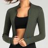 Women Full Zip-up Yoga Top Workout Running Jackets with Thumb Holes Stretchy Fitted Long Sleeve Crop Tops Activewear