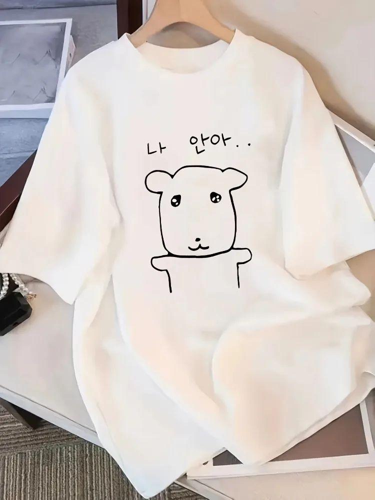 Interesting Graphic Koreanstyle Tshirt Fashionable Harajuku Sleeved Casual Harajuku Short Sleeve Casual Aesthetic Clothes