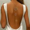 Sexy Goldene Blume Rücken Kette für Damen Perlenbesetzte Körperkette Boho Resort Strand Schmuck Rückenfreie Kleider Accessoires