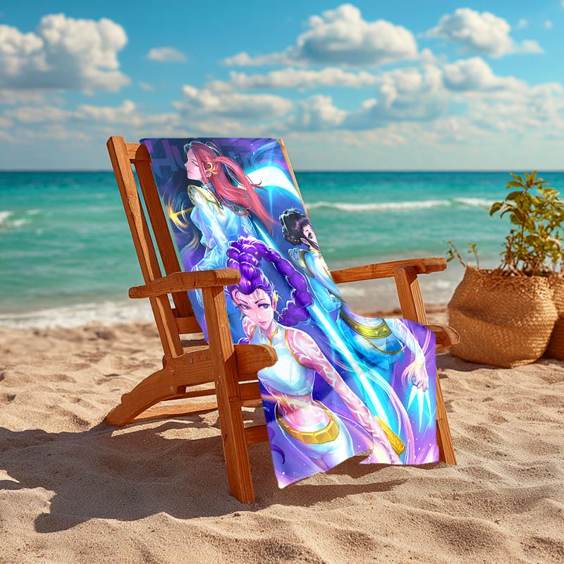 1pc KPop Demon Hunters3 Beach Towel, Comfortable and Thick, and Swimming/Bath/Picnic/Camping Towel, Suitable for Seaside Beaches
