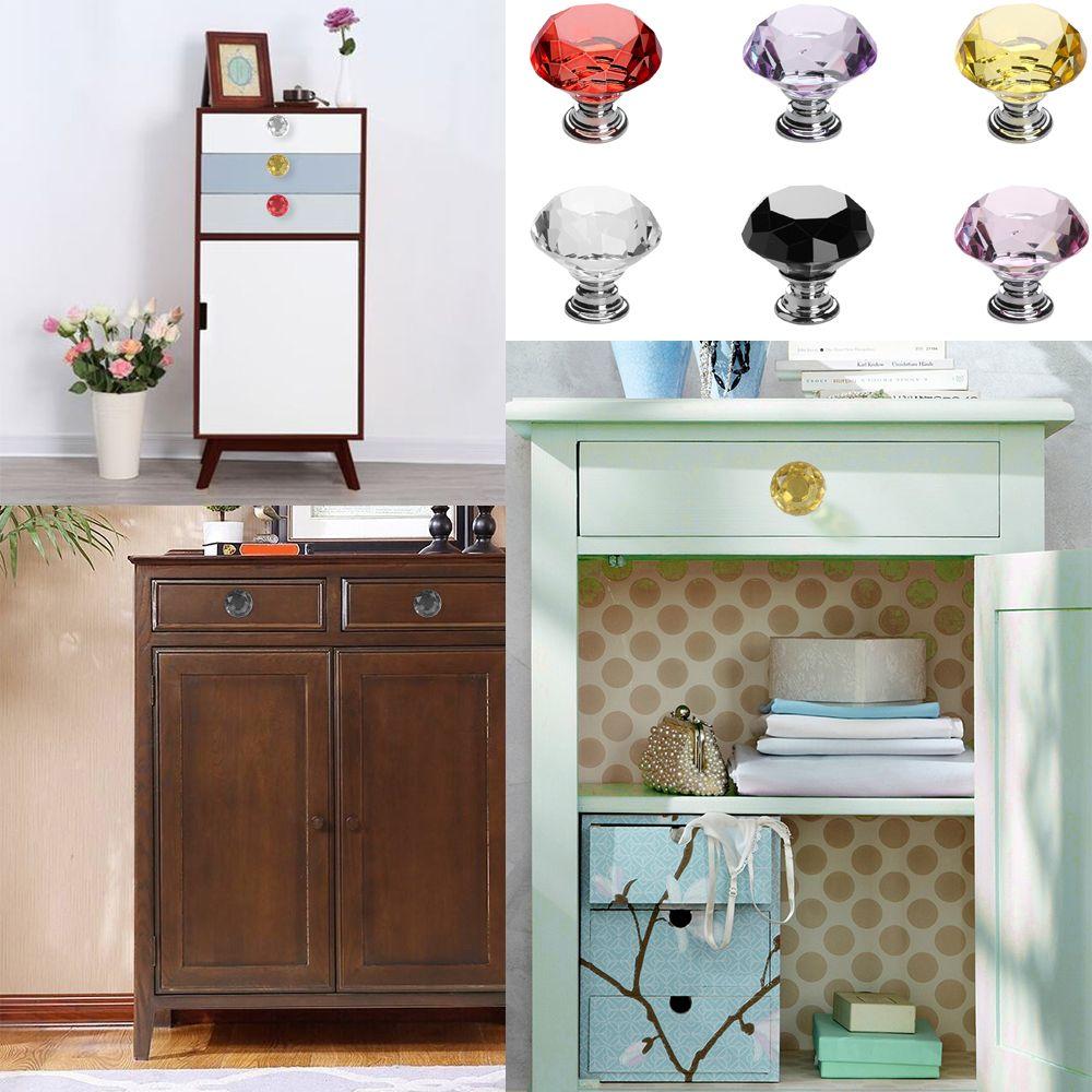 Furniture Component Drawer Diamond Pull Handle Wardrobe Pulls Door Knobs Crystal Glass Knobs