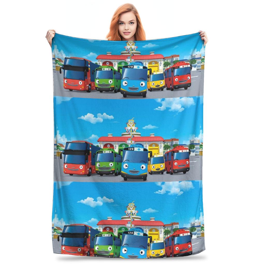 Tayo Il Piccolo Autobus Coperta Calda in Pile Coperta da Divano per Divano Biancheria da Letto Ufficio Coperte Copriletto Trapunta