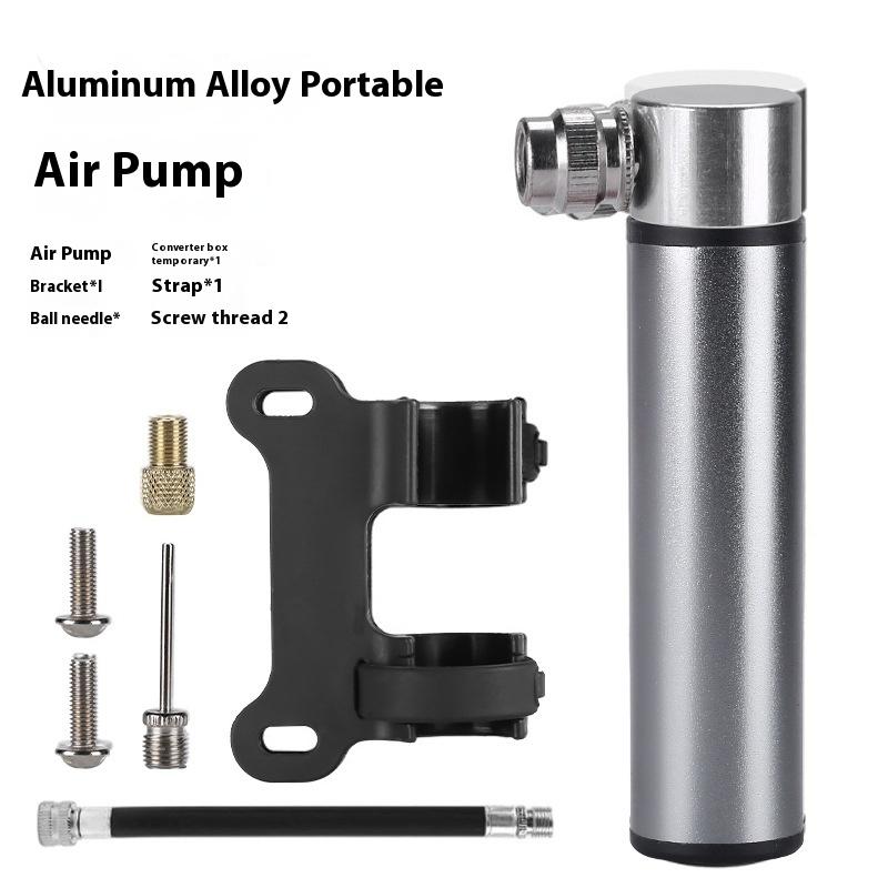 Mini Aluminum Alloy Bicycle Pump Portable Silver Pump Road Mountain Bike Pump Riding Tire Filling Pump Riding Equipment Outdoor