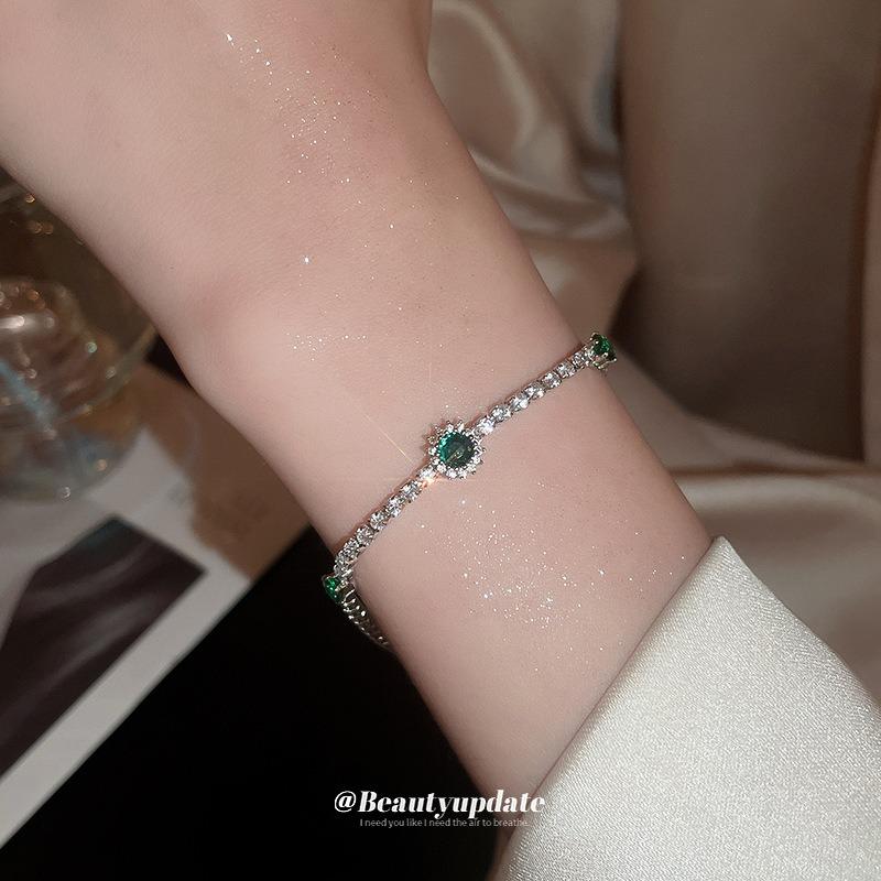 Palace style super flash sea blue full diamond bracelet new exquisite fashion bracelet French light luxury high-end jewelry