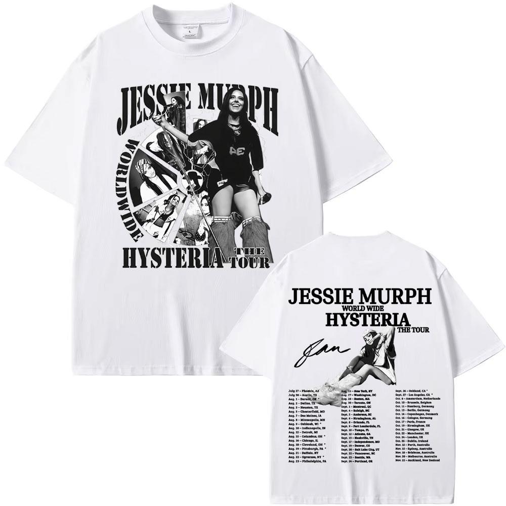 Jessie Murph Worldwide Hysteria Tour T-shirt 2025 Music Sad Girl Concert T-shirts Men Women Retro Hip Hop Fashion Cotton T Shirt